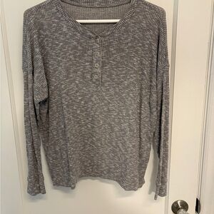 American Eagle Outfitters Gray Waffle Henley Top